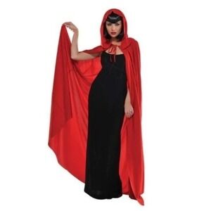 NEW Hooded  Red Cape Long Women Men Costume Cosplay Halloween